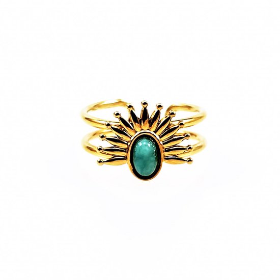 Dottilove Bijoux - Ring Fan pour Femme - Plaqué Or Jaune 14K - Ring avec Pierre Turquoise