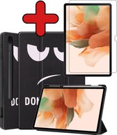 Hoes Geschikt voor Samsung Galaxy Tab S7 FE Hoes Book Case Hoesje Trifold Cover Met Uitsparing Geschikt voor S Pen Met Screenprotector - Hoesje Geschikt voor Samsung Tab S7 FE Hoesje Bookcase - Don't Touch Me