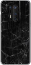 Geschikt voor OnePlus 8 Pro hoesje - Marmer print - Patronen - Zwart - Siliconen Telefoonhoesje