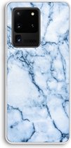 Case Company® - Galaxy S20 Ultra hoesje - Blauw marmer - Soft Case / Cover - Bescherming aan alle Kanten - Zijkanten Transparant - Bescherming Over de Schermrand - Back Cover
