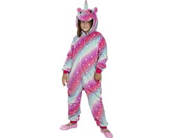 FUNIDELIA Veelkleurig Unicorn Onesie - Eenhorrn kostuum voor meisjes - Maat: 122 - 134 cm