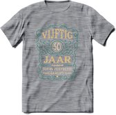 50 Jaar Legendarisch Gerijpt T-Shirt | Aqua - Ivoor | Grappig Verjaardag Cadeau | Dames - Heren | - Donker Grijs - Gemaleerd - M