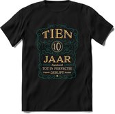 10 Jaar Legendarisch Gerijpt T-Shirt | Aqua - Ivoor | Grappig Verjaardag Cadeau | Dames - Heren | - Zwart - L