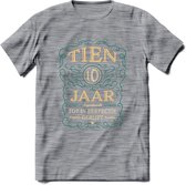 10 Jaar Legendarisch Gerijpt T-Shirt | Aqua - Ivoor | Grappig Verjaardag Cadeau | Dames - Heren | - Donker Grijs - Gemaleerd - XL