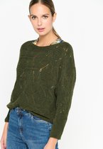 LOLALIZA Gebreide trui met crochet details - Khaki - Maat S/M