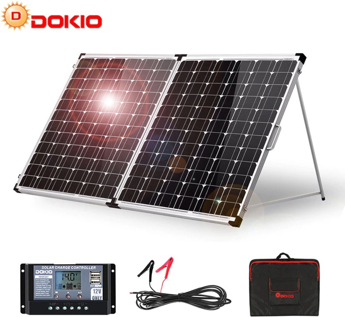 Draagbaar Zonnepaneel, 30W 5V Opvouwbare Zonnepanelen met Dubbele USB-uitgangen, Monokristallijn Zonnepaneel voor Kamperen, Wandelen, Backpacken