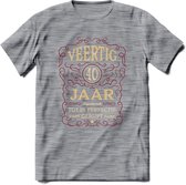 40 Jaar Legendarisch Gerijpt T-Shirt | Bordeauxrood - Ivoor | Grappig Verjaardag Cadeau | Dames - Heren | - Donker Grijs - Gemaleerd - 3XL