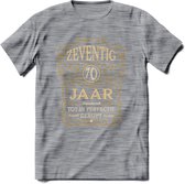 70 Jaar Legendarisch Gerijpt T-Shirt | Okergeel - Ivoor | Grappig Verjaardag Cadeau | Dames - Heren | - Donker Grijs - Gemaleerd - 3XL