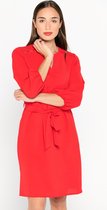 LOLALIZA Rechte jurk met riem - Rood - Maat 42