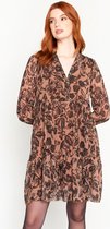LOLALIZA Babydoll jurk met bloemenprint - Camel - Maat 40