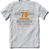 79 Jaar Legend T-Shirt | Goud - Zilver | Grappig Verjaardag Cadeau | Dames - Heren | - Licht Grijs - Gemaleerd - 3XL