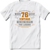 76 Jaar Legend T-Shirt | Goud - Zilver | Grappig Verjaardag Cadeau | Dames - Heren | - Wit - M