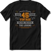 45 Jaar Legend T-Shirt | Goud - Zilver | Grappig Verjaardag Cadeau | Dames - Heren | - Zwart - S