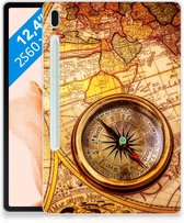 Tablethoesje met Naam Samsung Galaxy Tab S7FE Backcase Kompas met doorzichte zijkanten