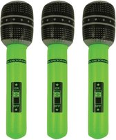 Set van 3x stuks opblaasbare microfoon neon groen 40 cm - Speelgoed microfoon - Popster verkleed accessoire - Feestartikelen