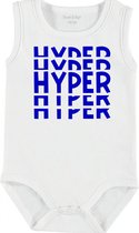 Baby Rompertje met tekst 'Hyper' | mouwloos l | wit zwart | maat 50/56 | cadeau | Kraamcadeau | Kraamkado