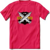 Fishing Club - Vissen T-Shirt | Grappig Verjaardag Vis Hobby Cadeau Shirt | Dames - Heren - Unisex | Tshirt Hengelsport Kleding Kado - Roze - S
