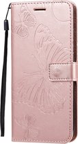 Mobigear Telefoonhoesje geschikt voor Xiaomi Redmi Note 8T Hoesje | Mobigear Butterfly Bookcase Portemonnee | Pasjeshouder voor 2 Pasjes | Telefoonhoesje voor Pinpas / OV Kaart / Rijbewijs - Roségoud