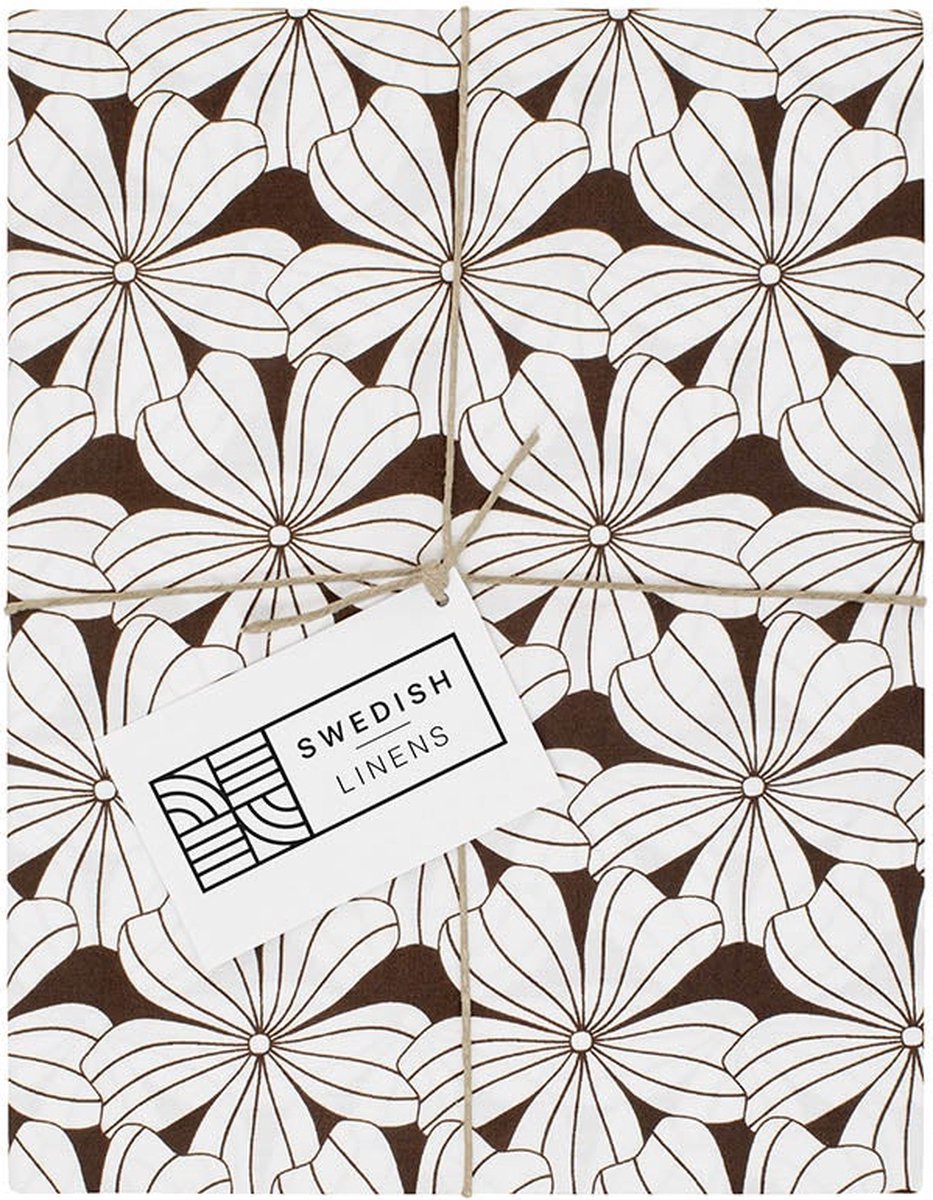 Swedish Linens - Kussensloop Flowers (50x75 cm) - Kussenslopen - Chocolate