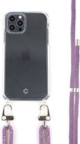Coverzs Transparant case met paars koord geschikt voor Apple iPhone 11 Pro - Telefoonhoesje met koord - Backcover hoesje met koord