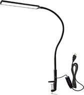 Tafellamp - Bureaulamp met Klem - Leeslamp - Met Bureau Clip - Flexibele Arm - Dimbaar - Bureaulamp LED - Zwart