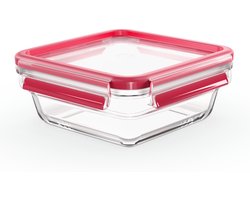 Emsa N1041400 Clip and Close Glazen Vershoudbewaarbakje 800 ml Rood