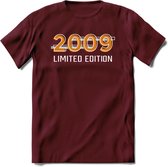 2009 Limited Edition Lines T-Shirt | Goud - Zilver | Grappig Verjaardag en Feest Cadeau Shirt | Dames - Heren - Unisex | Tshirt Kleding Kado | - Burgundy - XL