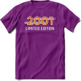2001 Limited Edition T-Shirt | Goud - Zilver | Grappig Verjaardag en Feest Cadeau Shirt | Dames - Heren - Unisex | Tshirt Kleding Kado | - Paars - L