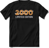 2000 Limited Edition T-Shirt | Goud - Zilver | Grappig Verjaardag en Feest Cadeau Shirt | Dames - Heren - Unisex | Tshirt Kleding Kado | - Zwart - XXL