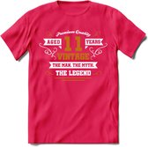 11  Jaar Legend T-Shirt | Goud - Wit | Grappig Verjaardag en Feest Cadeau Shirt | Dames - Heren - Unisex | Tshirt Kleding Kado | - Roze - S