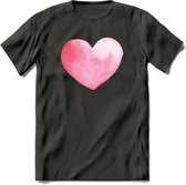 Valentijn Pastel waterverf Hart T-Shirt | Grappig Valentijnsdag Cadeautje voor Hem en Haar | Dames - Heren - Unisex | Kleding Cadeau | - Donker Grijs - M