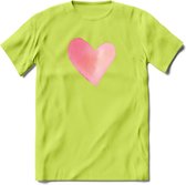 Valentijn Pastel waterverf Hart T-Shirt | Grappig Valentijnsdag Cadeautje voor Hem en Haar | Dames - Heren - Unisex | Kleding Cadeau | - Groen - M