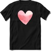 Valentijn Pastel waterverf Hart T-Shirt | Grappig Valentijnsdag Cadeautje voor Hem en Haar | Dames - Heren - Unisex | Kleding Cadeau | - Zwart - M