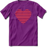 Valentijn Hart T-Shirt | Grappig Valentijnsdag Cadeautje voor Hem en Haar | Dames - Heren - Unisex | Kleding Cadeau | - Paars - S