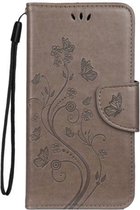 Bookcase Hoesje Vlinders Met Pasjeshouder Samsung Galaxy A20e Grijs - Telefoonhoesje - Smartphonehoesje - Zonder Screen Protector