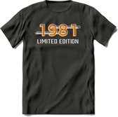 1981 Limited Edition T-Shirt | Goud - Zilver | Grappig Verjaardag en Feest Cadeau Shirt | Dames - Heren - Unisex | Tshirt Kleding Kado | - Donker Grijs - 3XL