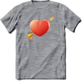 Valentijn Hart T-Shirt | Grappig Valentijnsdag Cadeautje voor Hem en Haar | Dames - Heren - Unisex | Kleding Cadeau | - Donker Grijs - Gemaleerd - XXL