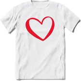 Valentijn Hart T-Shirt | Grappig Valentijnsdag Cadeautje voor Hem en Haar | Dames - Heren - Unisex | Kleding Cadeau | - Wit - 3XL