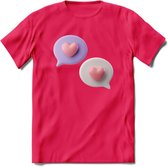Valentijn Hart chat T-Shirt | Grappig Valentijnsdag Cadeautje voor Hem en Haar | Dames - Heren - Unisex | Kleding Cadeau | - Roze - M