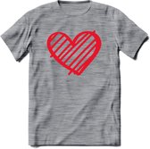 Valentijn Hart T-Shirt | Grappig Valentijnsdag Cadeautje voor Hem en Haar | Dames - Heren - Unisex | Kleding Cadeau | - Donker Grijs - Gemaleerd - XL
