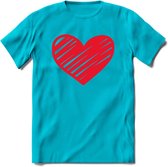 Valentijn Hart T-Shirt | Grappig Valentijnsdag Cadeautje voor Hem en Haar | Dames - Heren - Unisex | Kleding Cadeau | - Blauw - L