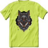 Vos - Dieren Mandala T-Shirt | Oranje | Grappig Verjaardag Zentangle Dierenkop Cadeau Shirt | Dames - Heren - Unisex | Wildlife Tshirt Kleding Kado | - Groen - S