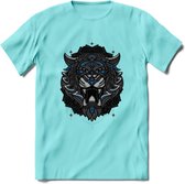 Tijger - Dieren Mandala T-Shirt | Blauw | Grappig Verjaardag Zentangle Dierenkop Cadeau Shirt | Dames - Heren - Unisex | Wildlife Tshirt Kleding Kado | - Licht Blauw - M