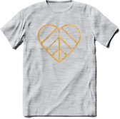 Valentijn Goud Hart T-Shirt | Grappig Valentijnsdag Cadeautje voor Hem en Haar | Dames - Heren - Unisex | Kleding Cadeau | - Licht Grijs - Gemaleerd - 3XL