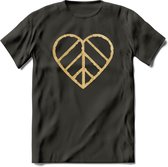 Valentijn Goud Hart T-Shirt | Grappig Valentijnsdag Cadeautje voor Hem en Haar | Dames - Heren - Unisex | Kleding Cadeau | - Donker Grijs - XL