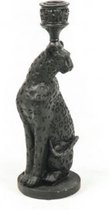 Housevitamin Kandelaar - Kaarsenhouder - Luipaard Panter - Zwart - 10 x 25 x 9 cm