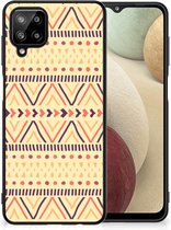 Telefoonhoesje Geschikt voor Samsung Galaxy A12 Leuk Case met Zwarte rand Aztec Yellow