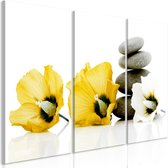 Schilderij - Calm Mallow (3 Parts) Yellow.