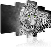Schilderij - Leopard - black&white.