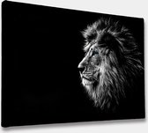 Akoestische panelen - Geluidsisolatie - Akoestische wandpanelen - Akoestisch schilderij AcousticBudget® - paneel met zwart witte leeuw - design 199 - 70x50 - Wanddecoratie - woonka